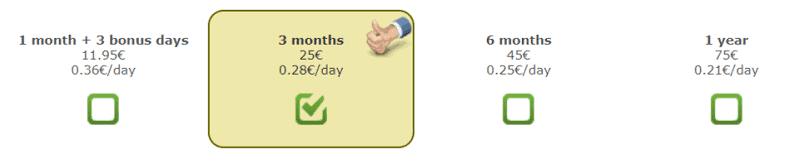 Prix de la prime Upstore